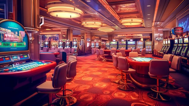 casino interior, bets and games with finances, made with Generative AI. High quality illustration