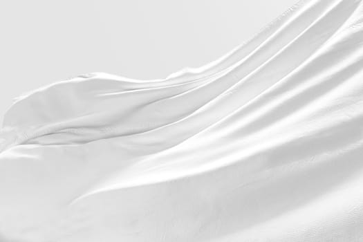 Background texture of crumpled white fabric on a light background with space for text