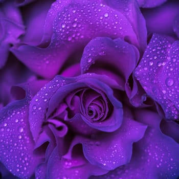 Background of purple roses. Macro flowers backdrop for holiday brand design