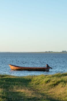 Laguna de Rocha, Uruguay : 2023 May 29 : Fishing boat in the Laguna de Rocha in La Paloma in the protected area in Uruguay.