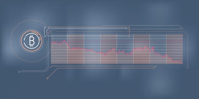 A laconic, simple infographic showing the fall of the bitcoin on the stock exchange.