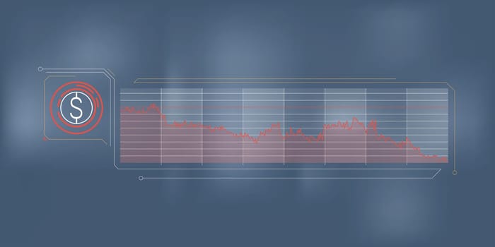 Abstract infographic showing the falling dollar exchange rate.