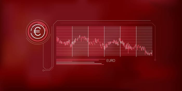 Clean and simple abstract infographic about the fall of the euro price.