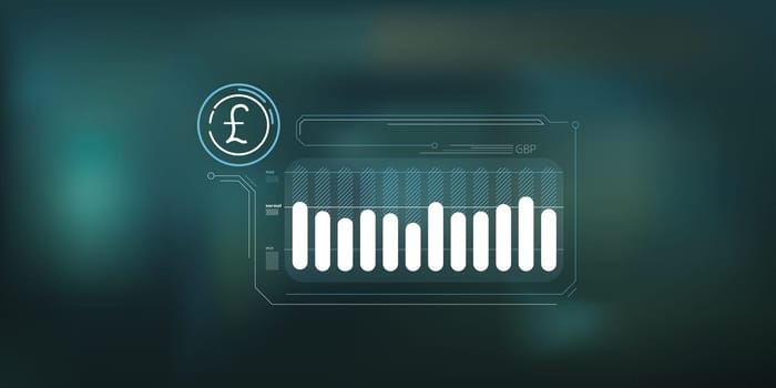 Clean and simple abstract infographic about the stability of the pound sterling price.