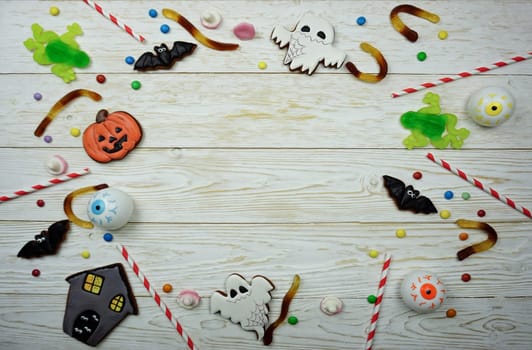 The concept of celebrating Halloween. Halloween sweets. trick or treat.