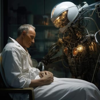 The robot doctor examines the patient. The Future of Medicine