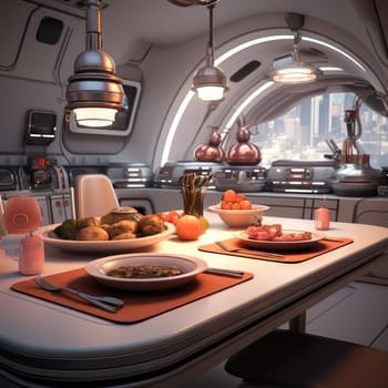 Sci-fi is the kitchen of the future. Interior