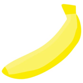 Isolated Banana On White Background. Simple Object for Print, Design, Web and App.