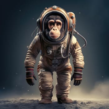 Monkey in space suit in space. Animal life