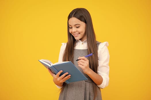 Back to school. Portrait of teenage school girl with books. Children school and education concept. Schoolgirl student