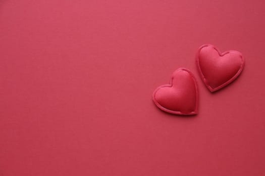 Red heart on a red background. Place for text. Valentines card.