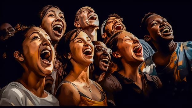 group of laughing people, made with Generative AI. High quality illustration