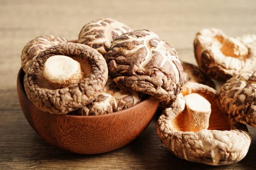 Dried shiitake mushroom isolated on white background with clipping path, healthy food.