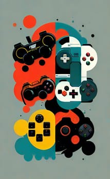 Art from gaming gamepads. Abstraction for gamers. AI generation