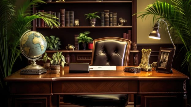 Inspiring office interior design Traditional style Executive office featuring Mahogany desk architecture. Generative AI AIG 31.