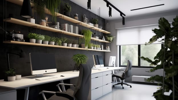 Inspiring office interior design Minimalist style Corporate Workspace featuring Simplicity architecture. Generative AI AIG 31.