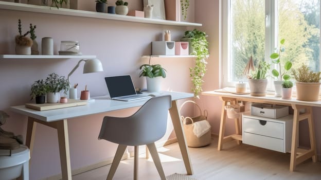 Inspiring office interior design Scandinavian style Home office featuring Natural light architecture. Generative AI AIG 31.