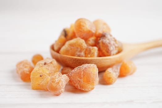 Frankincense or olibanum aromatic resin used in incense and perfumes.