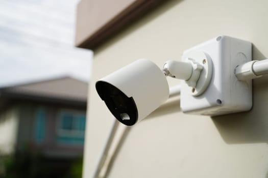 CCTV security camera system outdoor in private house or village, Closed Circuit Television System.