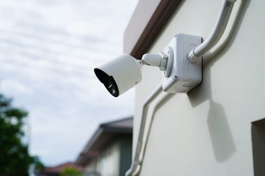 CCTV security camera system outdoor in private house or village, Closed Circuit Television System.