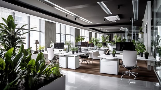 Inspiring office interior design Contemporary style Corporate Office featuring Minimalist design architecture. Generative AI AIG 31.
