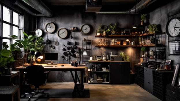 Inspiring office interior design Industrial style Office featuring Warehouse style architecture. Generative AI AIG 31.