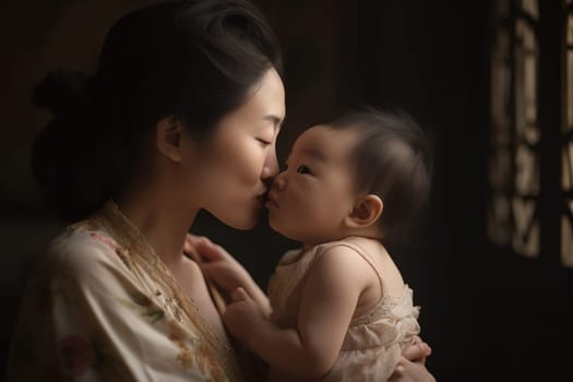 The strength and beauty of chinese motherhood in a single image. Generative AI AIG18.