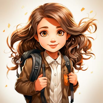 First grader in school uniform. Generative AI. High quality illustration