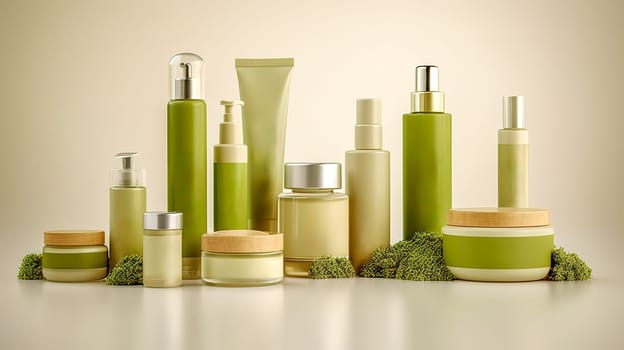 ecologically produced organic natural cosmetics, made with Generative AI. High quality illustration