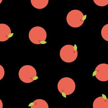 Red Apple Fruits Digital Paper. Apples on Black Background. Summer Tropic Fruits Background.