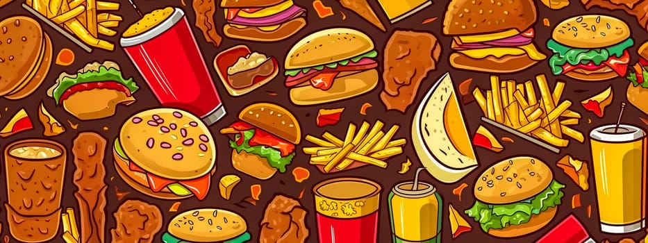 fast junk food, unhealthy foods contributing to obesity, made with Generative AI. High quality illustration