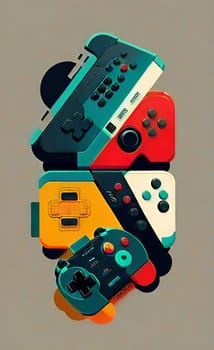 Art from gaming gamepads. Abstraction for gamers. AI generation