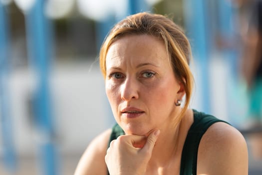 Fitness adult woman with no make up. Portrait