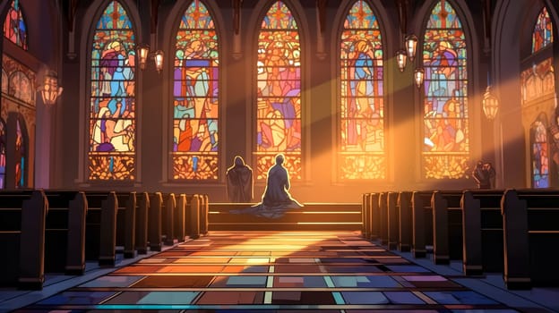 church for the faithful, religious place, made with Generative AI. High quality illustration