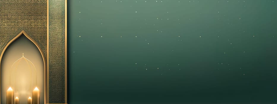 Muslim holiday Ramadan, banner made with Generative AI. High quality illustration