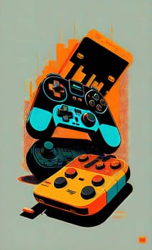 Art from gaming gamepads. Abstraction for gamers. AI generation