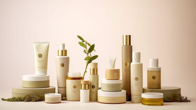 ecologically produced organic natural cosmetics, made with Generative AI. High quality illustration