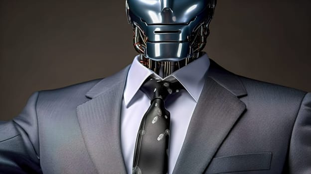 robot businessman in business suit, made with Generative AI. High quality illustration