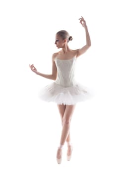 Elegant young ballerina isolated over white background