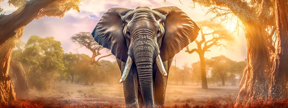elephant in africa savannah, made with Generative AI. High quality illustration
