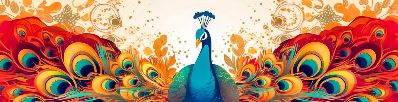 colorful peacock bird, banner made with Generative AI. High quality illustration