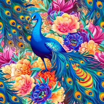 colorful peacock bird, banner made with Generative AI. High quality illustration