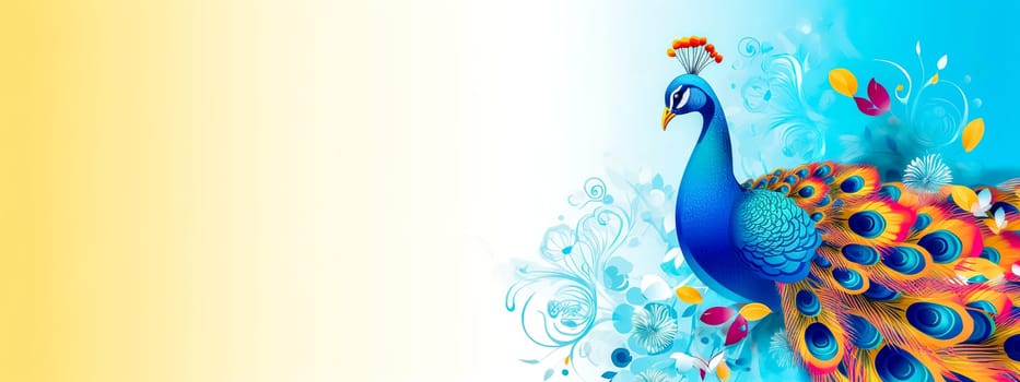 colorful peacock bird, banner made with Generative AI. High quality illustration