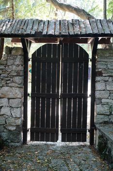 old wooden gate in a bulgarian village close-up