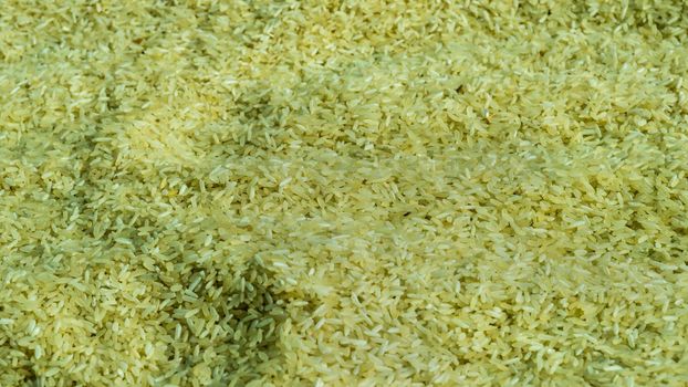 Full Frame Shot Of Rice Grain in Sunlight. Food Background. Directly Above. Flat Lay.