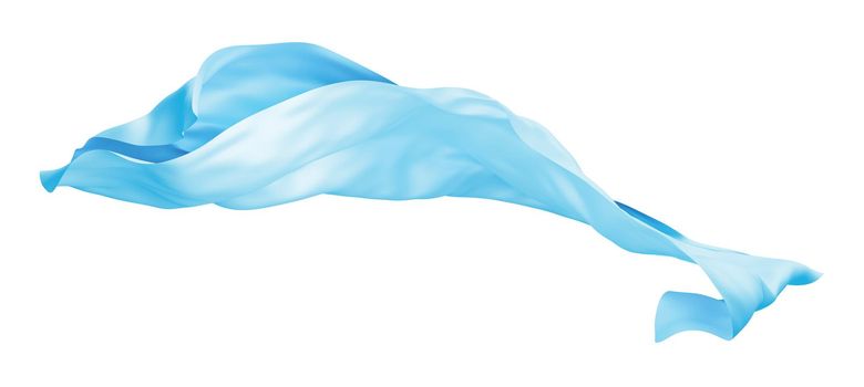 Blue cloth flying the wind isolated on white background 3D render