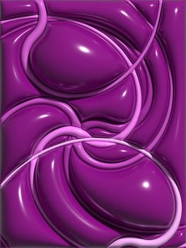 Abstract purple background with curved lines, 3D rendered illustration