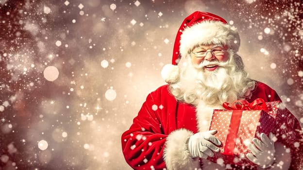 Santa Claus prepares gifts for the Christmas holidays, made with Generative AI. High quality illustration