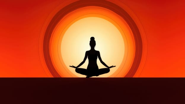 Woman Backlit in Yoga Pose in solid color background. Generative AI image weber.