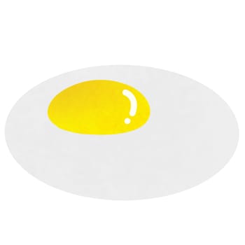 Drawing of a fried egg isolated on white background for usage as an illustration, food and healthy eating concept